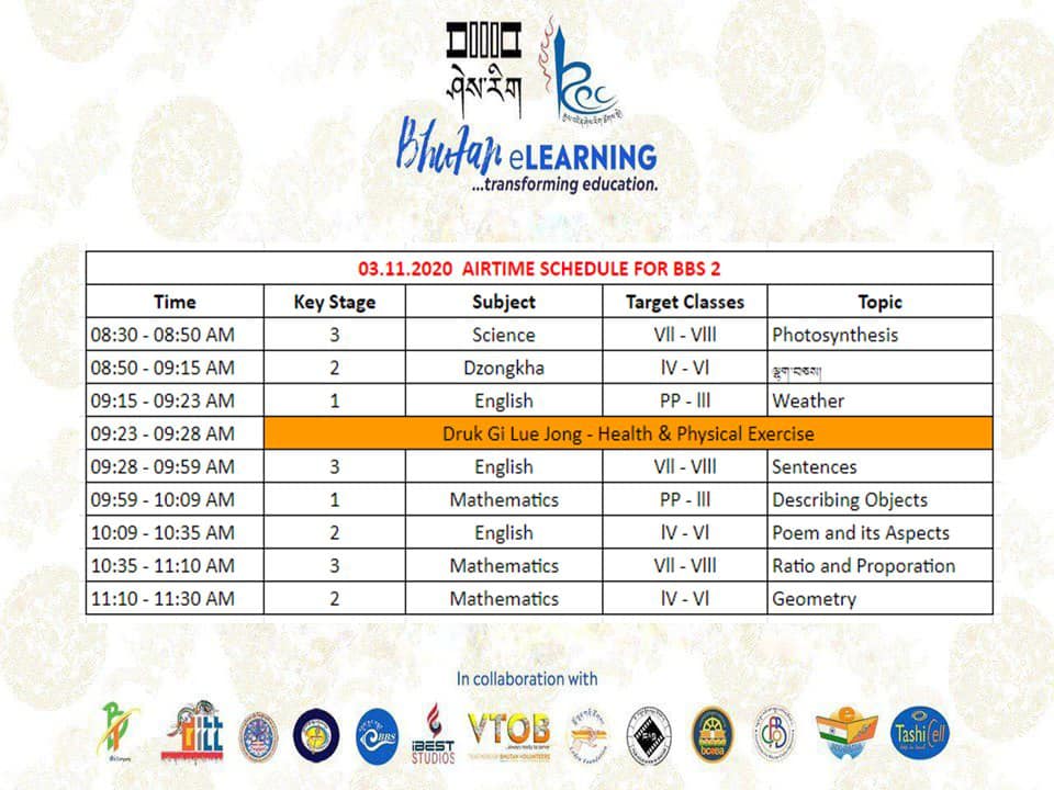 SCHEDULE FOR 03.11.2020