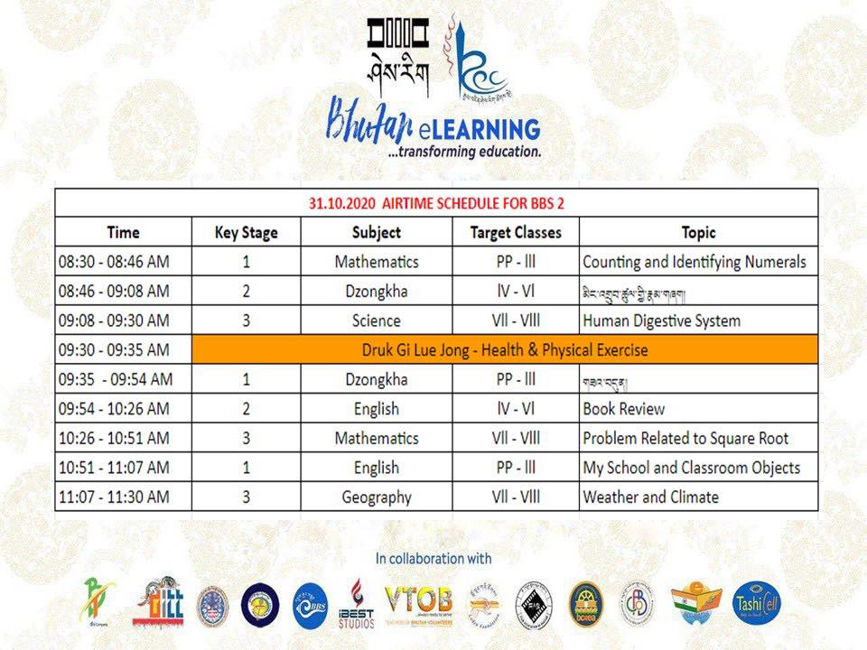 SCHEDULE FOR 31.10.2020
