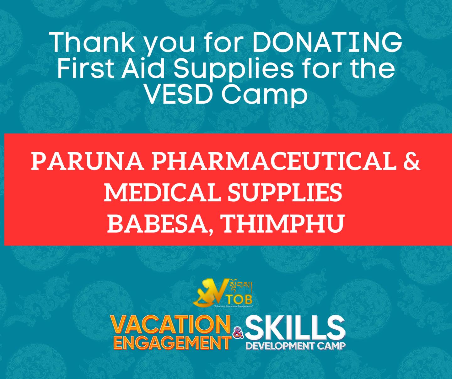 A big shoutout and gratitude to Paruna Pharmaceutical and Medical supplies for donating a whole set of First…