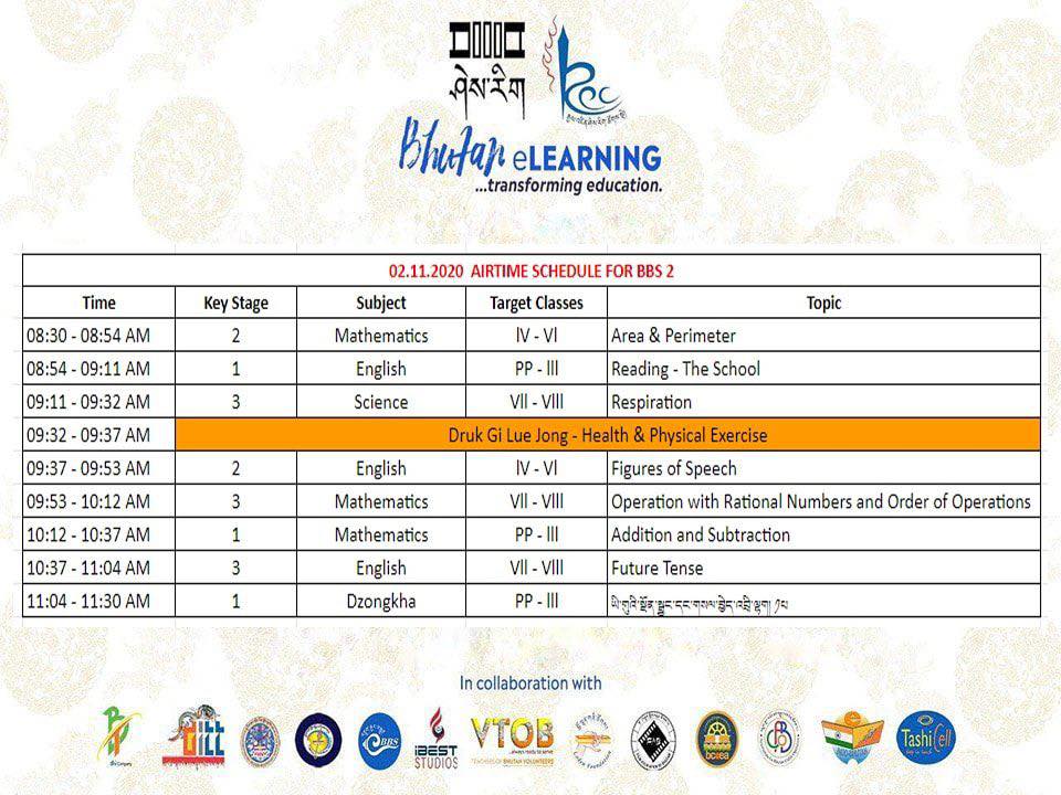SCHEDULE FOR 02.11.2020
SCHEDULE FOR 02.11.2020