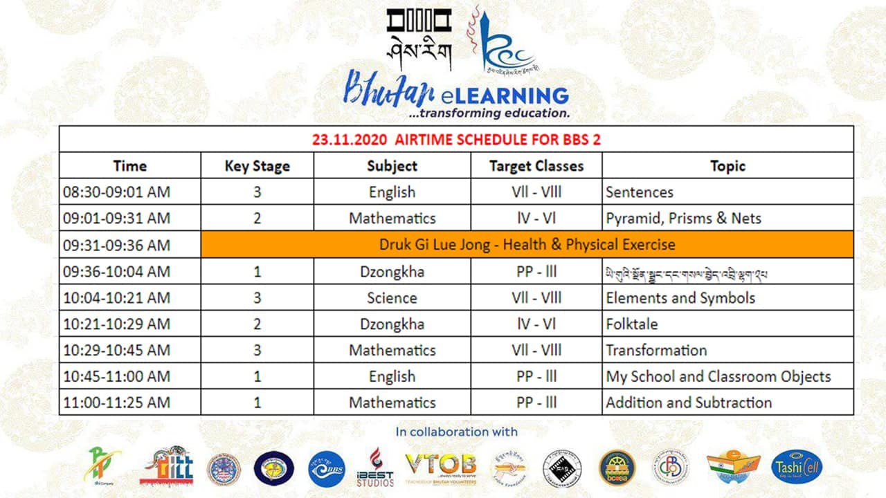 SCHEDULE FOR 23.11.2020