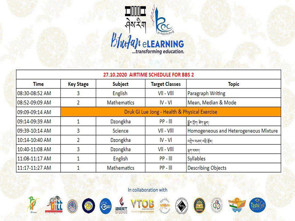 SCHEDULE FOR 27.10.2020
SCHEDULE FOR 27.10.2020