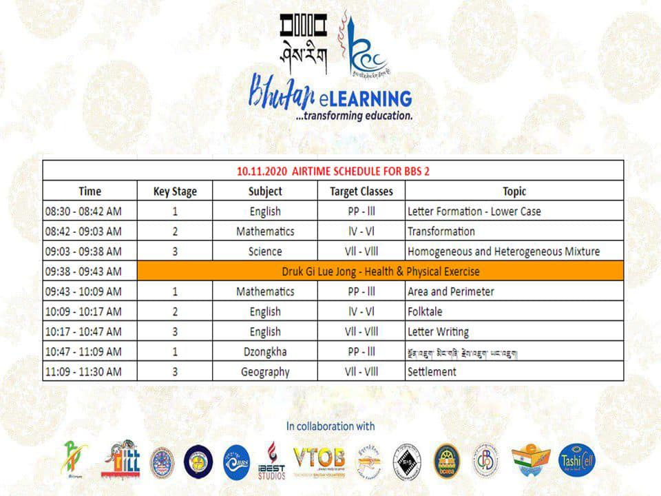 SCHEDULE FOR 10.11.2020
