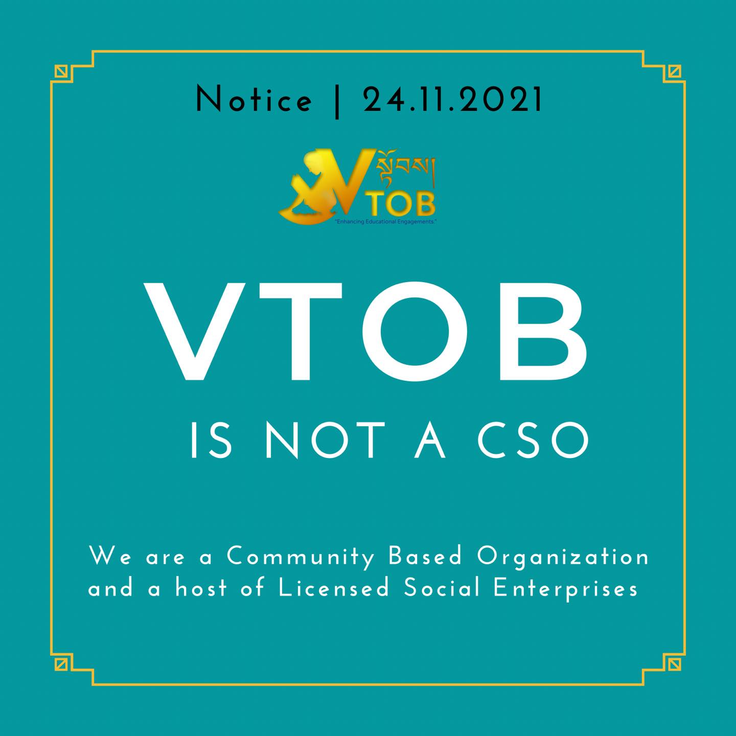 24.11.2021| Notice: VTOB is NOT a CSO. We are a Community Based Organization and a host of Licensed Social…