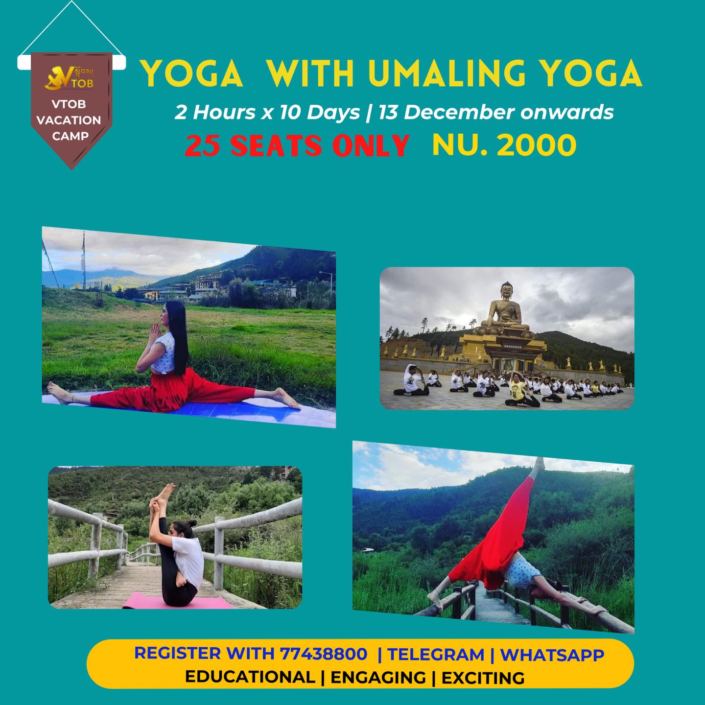VTOB Vacation Camp | Phase 2 Programs | Register with 77438800 through Telegram or WhatsApp | Chubachu, Thimphu
#Educational #Engaging #Exciting