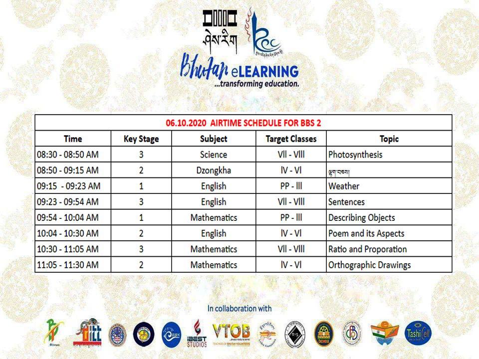 SCHEDULE FOR 06.10.2020
