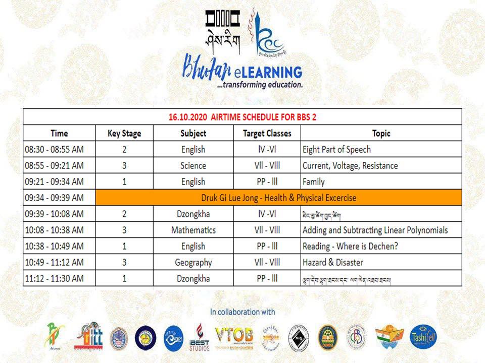 SCHEDULE FOR 16.10.2020
SCHEDULE FOR 16.10.2020