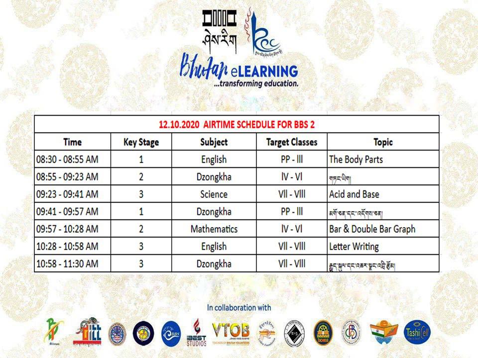 SCHEDULE FOR 12.10.2020