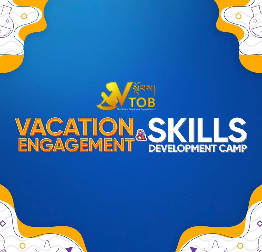 ✨VTOB Vacation Engagement and Skills Development Camp: 
REGISTER YOUR CHILD FOR THE BEST VACATION CAMP BY AN ORGANIZATION THAT BELIEVES IN PROVIDING THE BEST EDUCATIONAL ENGAGEMENTS FOR CHILDREN. 

For the meaningful engagement of children during the winter vacation, VTOB is excited to start off with our little ones- Nursery to Class 3 from 15 November 2022. Registration will be OPEN and children can join ANYTIME until 19 January 2023. 
From Art and Craft, Baking and Embroidery to STEM Education and Reading, we have an extravaganza of programs on offer.

The program is open to all children and it will be held in VTOB premises (chubachu, Thimphu) by a passionate Team who cares for Quality Services. Safety, Adventure and Guaranteed Learning Experience is our motto. More than 50 team members of VTOB who are experienced in organizing similar events will be supported by Volunteers to make this camp a lifetime learning adventure for the participants. 

Registration is open from today and you can register through the following means:
1. Contact 77438800 via Telegram/WhatsApp - Send your child’s details and fees
Or 
2. Buy the Ticket for the camp from us. 

We have LIMITED Seats only! We will take 25 children only in one session. 

Contact 77438800 through Telegram or WhatsApp for queries.