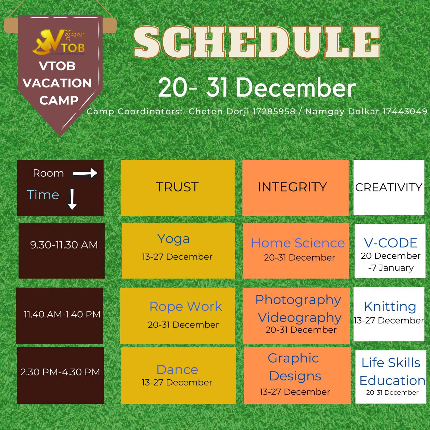 On offer. Slots Available. Call 77438800