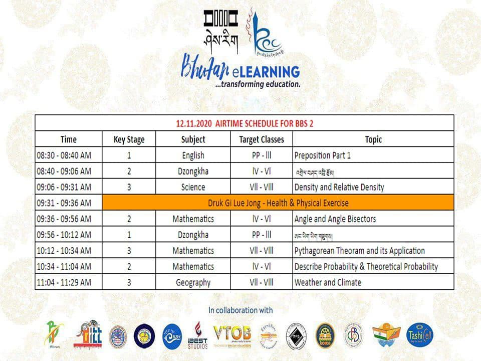 SCHEDULE FOR 12.11.2020