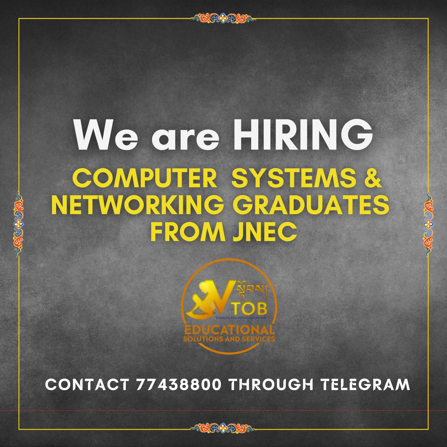 Contact 77438800 through Telegram.
Last date to apply is 10 January 2023
Contact 77438800 through Telegram.
Last date to apply is 10 January 2023