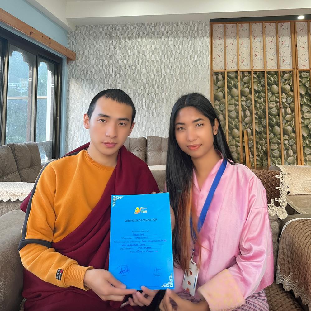 As Dalai Lama said, “To learn English is to spread the word”. It is an added value for monks to participate in the Intensive English Language Course.
Moreover, ICT and coding are important for monks too as the world becomes more digital by day.
Lop Dukda is the first Monk who completed his three months long English, Basic ICT and Coding training along with CMS based web development.
VTOB has something for everyone.
Contact us @ 77438800 if you are interested.
As Dalai Lama said, “To learn English is to spread the word”. It is an added value for monks to participate in the Intensive English Language Course.
Moreover, ICT and coding are important for monks too as the world becomes more digital by day.
Lop Dukda is the first Monk who completed his three months long English, Basic ICT and Coding training along with CMS based web development.
VTOB has something for everyone.
Contact us @ 77438800 if you are interested.