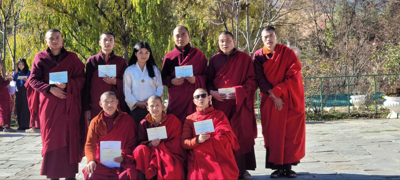 VTOB Foundation successfully completed the English Language Program (ELP) for monks at Simthokha Buddhist Institute. The approach for the program was categorized into three levels which includes Basic for Children, Basic for Adults, and Intermediate Level (monks having class 4-6 schooling). Moreover, the project duration of ELP was of 6 months ranging from June 15, 2023 to December 15, 2023 and the total number of students (monks) for the English Language Program (ELP) was 85.
The project was coordinated by a team of 6 members namely Ms. Dawa Zam, Ms. Yeshi Lhaden, Ms. Dorji Dema, Ms. Dorji Lham, Ms Choden, and Ms. Bunu.
VTOB Foundation would like to congratulate all the students (monks) for the successful completion of the program, management of Simthokha Buddhist Institute for the support, and the team members for a successful implementation of the project.