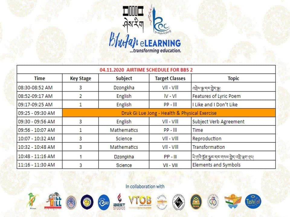 SCHEDULE FOR 04.11.2020