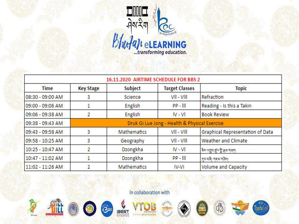 SCHEDULE FOR 16.11.2020