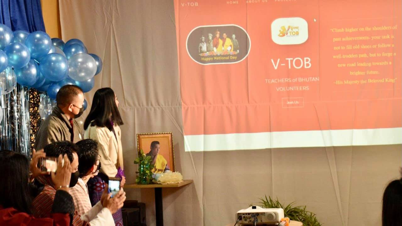𝗩-𝗧𝗢𝗕 𝗪𝗲𝗯𝘀𝗶𝘁𝗲 𝗟𝗮𝘂𝗻𝗰𝗵 | 𝟭𝟳.𝟭𝟮.𝟮𝟬𝟮𝟬 |
Teachers of Bhutan Volunteers (V-TOB) launched its website www.vtob.org on 17th December coinciding with the 113th National Day. The website was launched by a popular youth figure Jampel Yeshey Peldon, who is also a Youth Ambassador for 10 Pages a Day Reading Journey initiated by V-TOB in partnership with Drukyul’s Literature Festival.

The website will be the official site for all initiatives undertaken by V-TOB, including 10 Pages a Day Reading Journey. We intend to streamline everything through this website.

The main aim of the website is to promote solidarity to transform challenges into endless opportunities through voluntary initiatives to enhance, supplement and complement educational opportunities and experiences. V-TOB is purely a non profit and unofficial voluntary group by teachers across the nation. It was founded on the sole purpose of volunteering with “service beyond the self.

The event also saw the results announcement for the national day reading initiative-#ReadingBhutanese for #wellreadbhutan. 

We offer our heartfelt gratitude to honourable Prime Minister, Sherig Lyonpo, Dasho Secretary, Ministry of Education, Royal Education Council, BBS, Motithang HSS, Lungtenzampa MSS, and all stakeholders for the trust, support and inspiration. We are motivated to do more. 

On this special occasion, we also thank all our colleagues for the solidarity and cooperation. 

We would like to Thank iBEST STUDIOS for the unwavering support since the beginning and especially in realizing the website dream. 

V-TOB is ever grateful to our supporters and well wishers for the continued inspiration and motivation. We would have loved to have you all here but we couldn’t, owing to the pandemic. 

Once more, we would like to thank everyone for your time today and we look forward to your continued guidance and support- kadrinche. 

The event happened in Thimphu and was attended by well wishers of V-TOB and the core team.  Thank you Ludrong Hotel for being a great host. 

Let us do more and together we can!

Palden Drukpa Gyelo. 

Background 
V-TOB is purely a non profit and unofficial voluntary group by teachers across the nation. It was founded on the sole purpose of volunteering with “service beyond the self.” 

The initiative was blessed beyond words by His Majesty the King on 8th May 2020 through a Royal Audience to the Core Team of the initiative. The team presented the initiative and it’s way forward during the blessed occasion. His Majesty motivated the initiative by showering support for the way forward of the initiative and also commanding that the group should stay in tact, even after the pandemic and school closures. 

V-TOB has played a humble role in providing continued education during the pandemic through our BBS video lessons, Radio Lessons and Self Instructional Material development with the support from Prime Minister’s Office, Ministry of Education and relevant stakeholders. 

V-TOB has carried out two rounds of donations during the pandemic. We had the privilege to present Nu. 1.246 million to the covid fund through the Prime Minister’s Office on 12 March, 2020. It was an unforgettable honour to contribute Nu. 3.292 million to His Majesty’s Kidu Fund on the occasion of Teacher’s Day 2020. The amounts came from voluntary donations offered by CDEOs, DCDEOs, Principals, Vice Principals, Teachers and Non Teaching staff from across the nation. 

We also had the privilege to compose, sing and release a Teacher’s Day tribute to His Majesty the King whilst celebrating the 2020 teacher’s day which was dedicated to our beloved king with the theme #MyKingMyGreatestTeacher on May 2, 2020. 

V-TOB tried our best to engage our children meaningfully during the pandemic through numerous online initiatives. We were invited as a social media influencer by the Prime Minister’s Office to pass information, create awareness and spread positivity during the pandemic. Reading was motivated and pushed like never before. The 10 pages a day reading journey, a reading initiative in partnership with Drukyul’s Literature Festival is a nation wide reading sensation.  We have 4500 plus registered readers and 11 Free Open Libraries across Bhutan. 
The #KadrinchheGyaLyonBangSum national drive to offer our gratitude and support to our beloved King, government, frontliners and Bhutanese in general saw a huge wave of solidarity from Bhutanese across Bhutan and beyond. The birth of Drukyul Education Family on Facebook was an immediate off shoot of this drive. 

Furthermore, V-TOB dreams to sail forward by doing our best bit to come together and support better educational engagements for our children. 

It is also an informal platform for teachers to inspire teachers so that we have happy, creative, innovative, inspired and collaborative teaching professionals. 

As of now, we are consistently working on these initiatives - 10  Pages a Day Reading Journey, V-TOB བཤད་ཐོ། CONVERSATIONS, 5 Minutes of V-TOB YouTube Channel, Bhutan Children’s Reading and Writeshop, Research and Drukyul Education Family. 

The initiative has 4000 plus teachers on board as of December 2020. 

V-TOB is not at all separate entity. It is a positive force of positive change through positive initiatives, all on the principles of volunteerism.  

V-TOB is also open to collaboration.