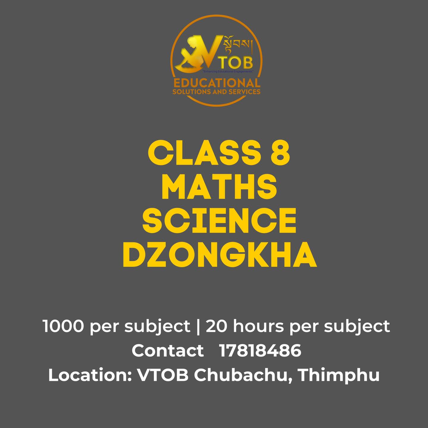 CLASS 8, 10 & 12 | January 9-20 | Register now with 17818486 | Chubachu, Thimphu | Limited Seats