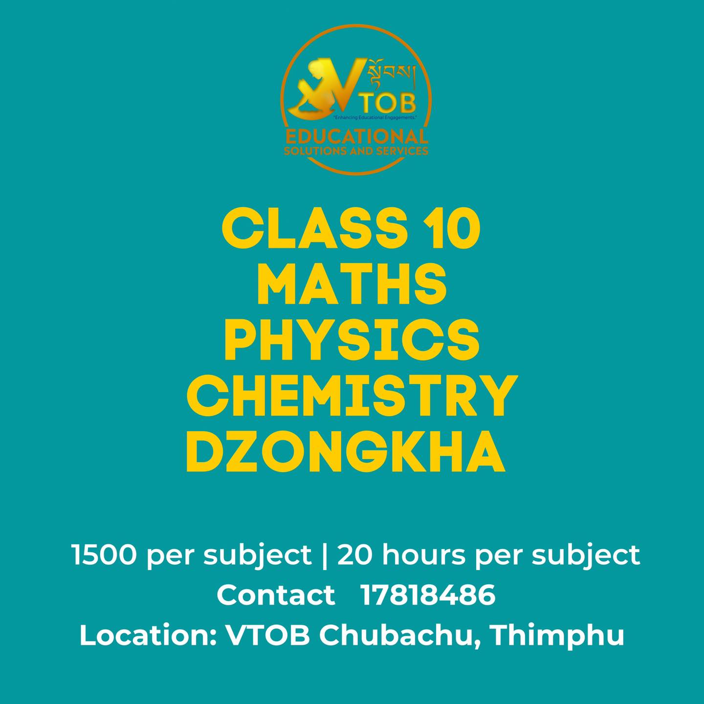 CLASS 8, 10 & 12 | January 9-20 | Register now with 17818486 | Chubachu, Thimphu | Limited Seats