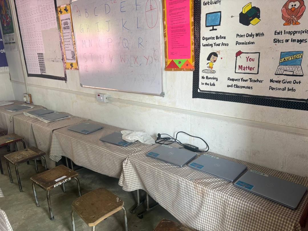 Newly distributed laptops set up and ready for use